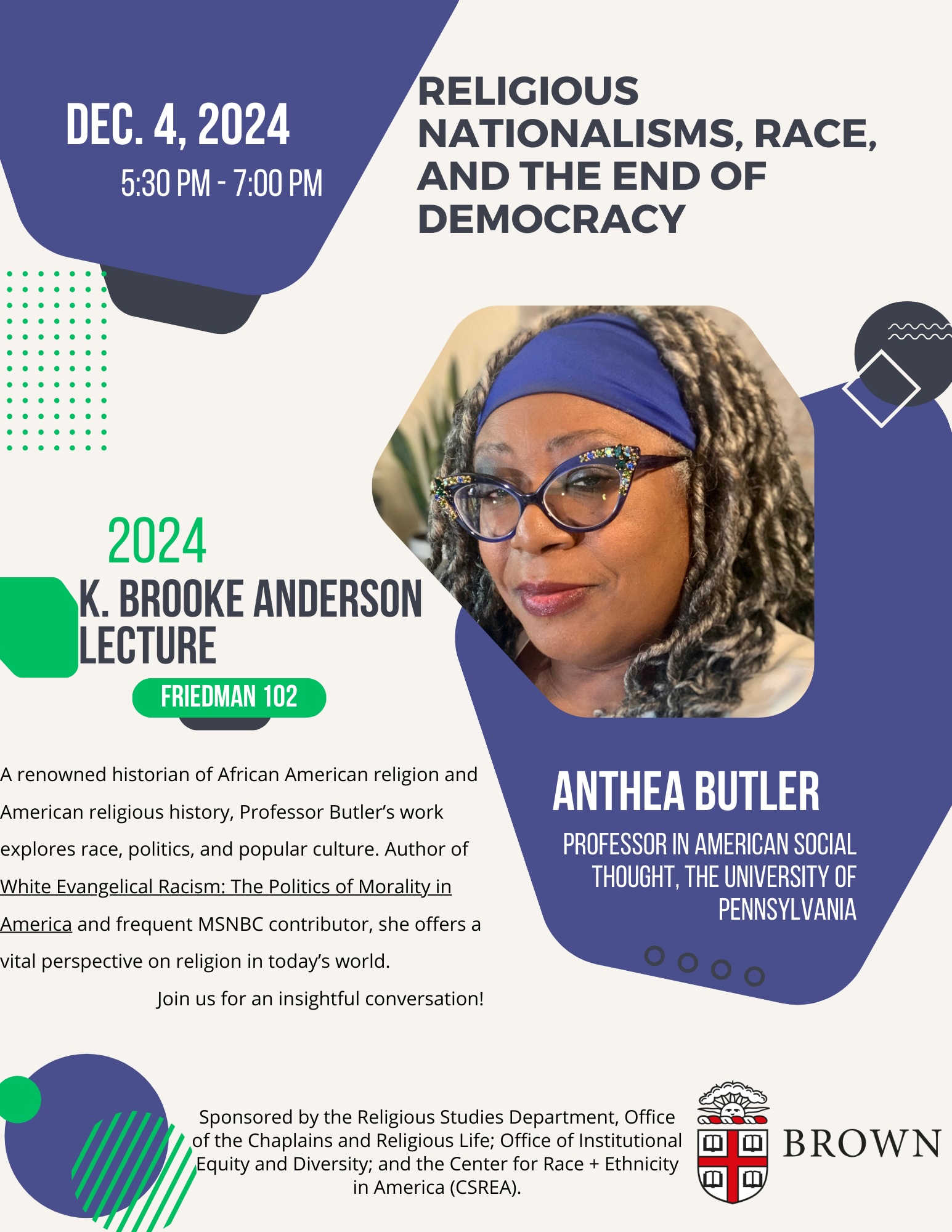 Anthea Butler - K.Brooke Anderson Lecture poster